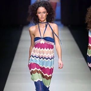 Rare vintage Missoni metallic knit dress, chevron pattern, 42/XS, Vogue ‘04